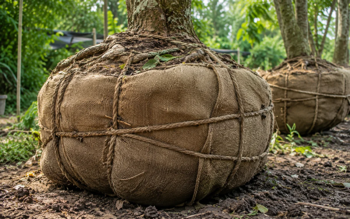 Bầu rễ cây bọc bao tải